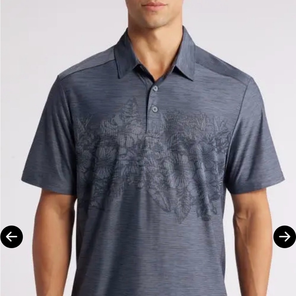 NEW Tommy Bahama Big and Tall Palm Coast Hibiscus Border Polo Coal XXL